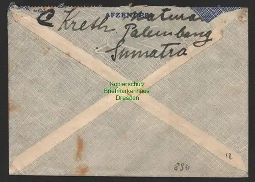 B8911 Nederl. Indie Brief per Luchtpost Luftpost Par Avion Palembang 1932 nach