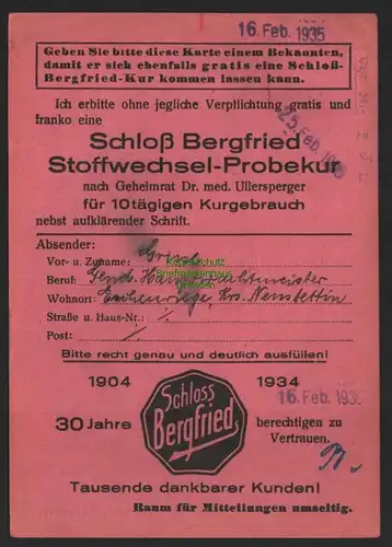 B8826 DR Postkarte Bahnpost Schneidemühl - Belgard 1935 Zug 742 Lörrach