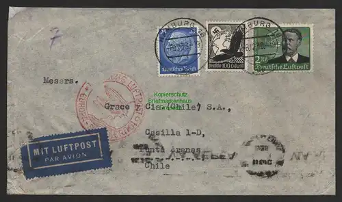 B8934 DR Brief Deutsche Luftpost Europa Südamerika 1938 Chile über Buenos Aires
