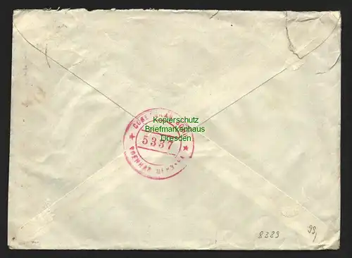 B8389 SBZ Brief Sowjetische Zensur 5337 in rot Dresden 1949 nach Murnau