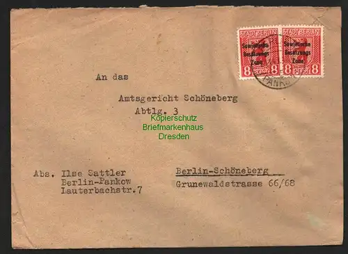 B8386 SBZ Brief Sowjetische Zensur 5235 Berlin Pankow 2.11.48 nach Schöneberg