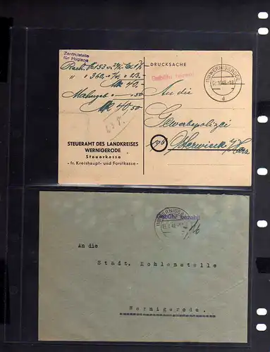 B831 6x SBZ Brief Karte Gebühr bezahlt 1945 Wernigerode Steueramt Gewerbepolizei