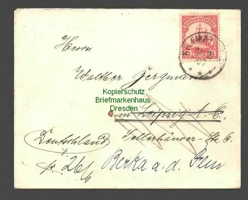 B7882 Deutsch Ostafrika DOA Brief Kilimatinde nach Leipzig Nachsendung Berka a.