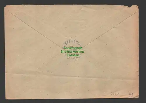 B7437 Brief Alliierte Besetzung Poststelle I Zinnitz über Calau N.-L. 1946 nach