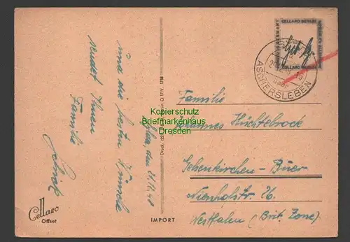B7486 SBZ 1948 Brief Gebühr bezahlt Sylda über Aschersleben n Gelsenkirchen Buer