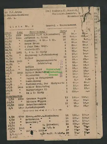 B6993 Faltbrief Drucksache Hamburg 1946 Zensur Military Censorship 20331 nach