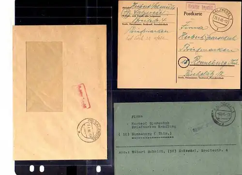 B706 5x SBZ Brief Karte Gebühr bezahlt 1945 Salzwedel Handelsvertreter 1948 Währ