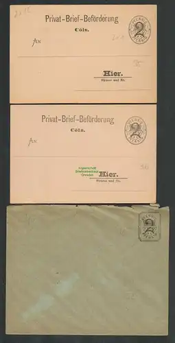 B6414 3x Ganzsache Privat Brief Beförderung Cöln