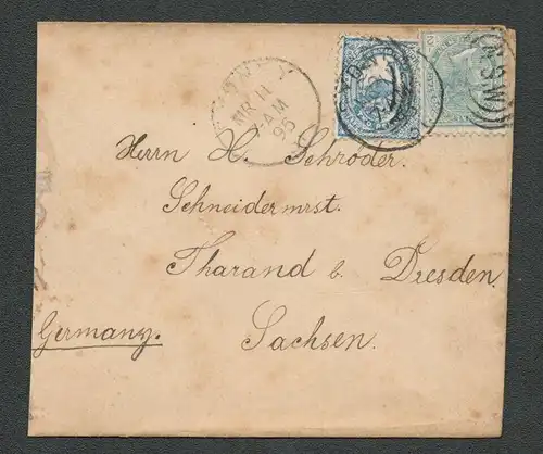 B6655 Brief Australien Sydney New South Wales 1895 nach Tharandt