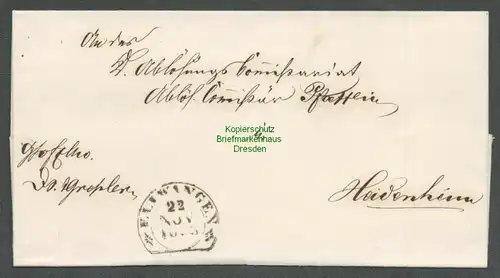 B6352 Brief Ellwangen 1865 Faltbrief nach Heidenheim