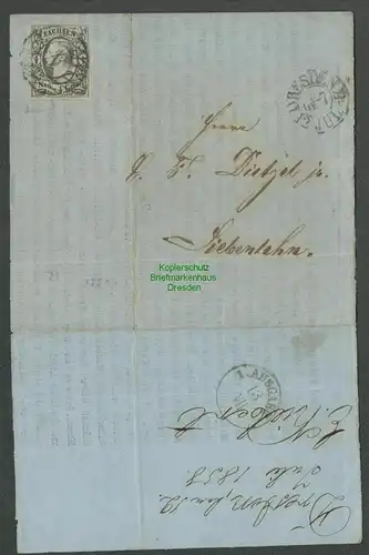 B6335 Sachsen 8 König Johann 1858 Dresden Teil einer Drucksache