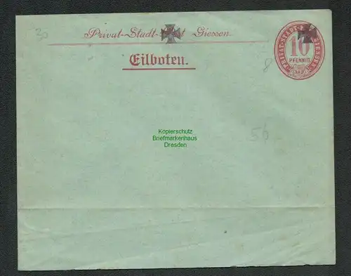 B6405 Brief Privat Stadt Post Giessen Eilboten