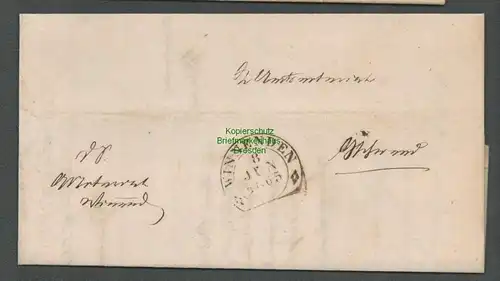 B6351 Brief Winnenden 1865 Faltbrief Erwähnung Oppelsbohm im Brief