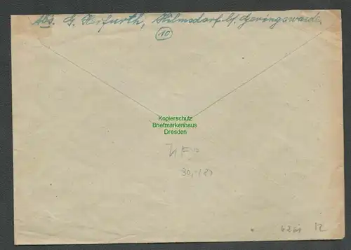 B6261 Brief SBZ Gebühr bezahlt 1945 Geringswalde nach Chemnitz
