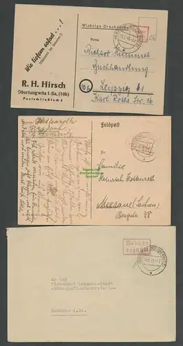 B6260 3x Brief Karte SBZ Gebühr bezahlt 1945 Gersdorf Bz. Chemnitz
