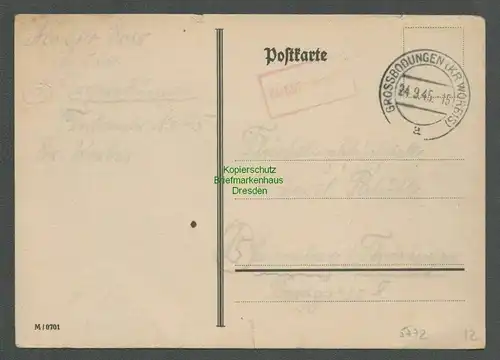 B5772 Gebühr bezahlt 1945 Postkarte Großbodungen Kr. Worbis Großbodungen