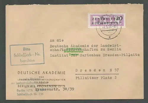 B5943 Brief Dienst B 7 Berlin Deutsche Akademie zu Berlin ZKD 136