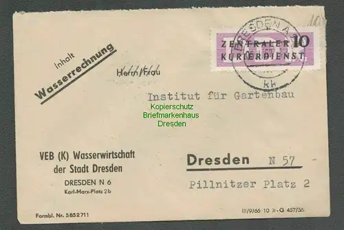 B5949 Brief ZKD B 6 Dresden VEB (K) Wasserwirtschaft 1957