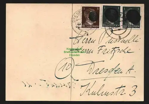 B4575 Ostsachsen Postkarte Sächsische Schwärzung 20.6.45 Bedarf Dresden Strehlen