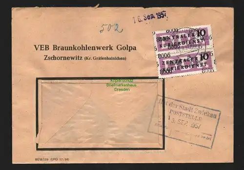 B4760 DDR ZKD B 10 Brief 8006 Gräfenhainichen VEB Braunkohlenwerk Golpa