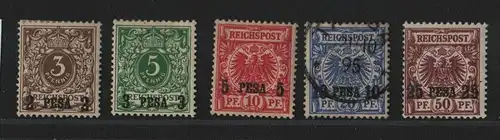 B3780 DOA Deutsch Ostafrika 1 - 5 */o  Falz 4 = gestempelt Tanga