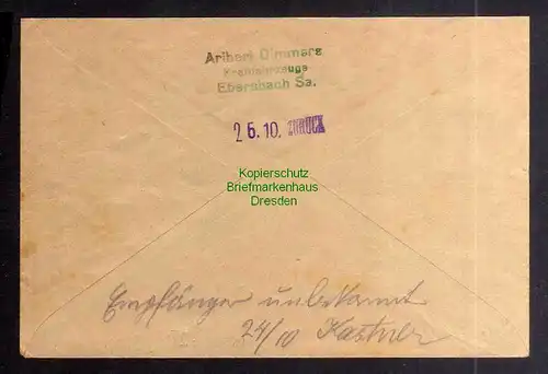 B3411 Brief Ostsachsen Notstempel Postamt Ebersbach 1945 Gebühr bezahlt