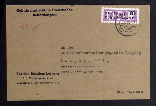 B2331 DDR ZKD 6 Ortsbrief Rat des Bezirkes Leipzig Abt. Volkseigene Gter 1956