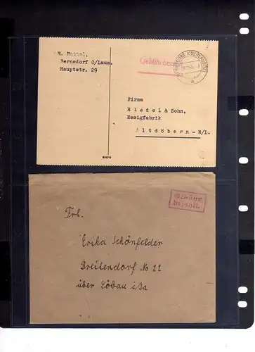 B261 2x SBZ Gebühr bezahlt 1945 Bernsdorf Oberlausitz