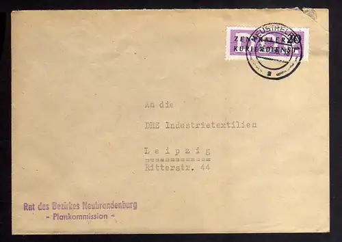 B2335 DDR ZKD 7 Brief Rat des Bezirkes Neubrandenburg Neustrelitz Plankommission