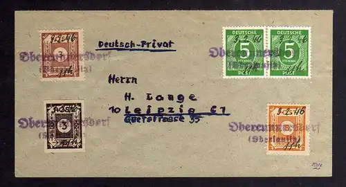 B2716 Brief Ostsachsen 1946 Notstempel Obercunnersdorf gepr. Kunz BPP