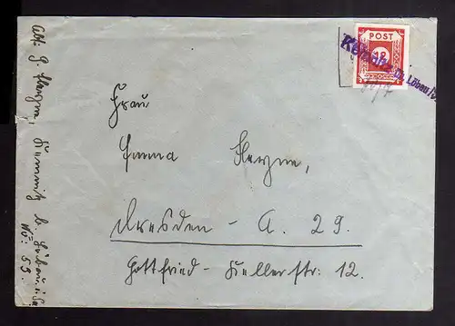 B2717 Brief Ostsachsen 1945 Notstempel Kemnitz über Löbau nach Dresden
