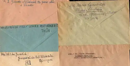 B2120 5x Brief SBZ Gebühr bezahlt 1946 Nöbdenitz Schmölln Einschreiben Bayr