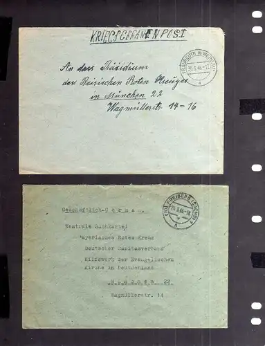 B2015 2x Brief SBZ Gebühr bezahlt 1946 Freiberg Fraureuth b. Werdau Bayr. Rotes