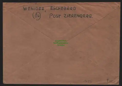 B10537 Brief BAZ Gebühr bezahlt 1945 Zierenbergnach Hannover