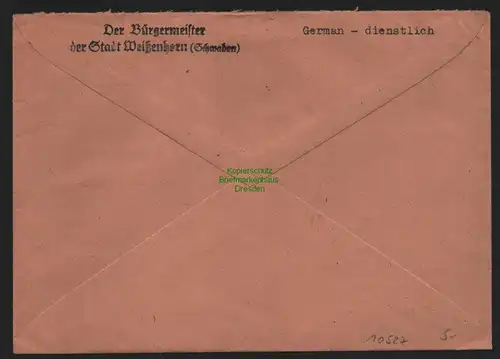 B10527 Brief BAZ Gebühr bezahlt 1945 Weissenhorn Der Bürgermeister nach München