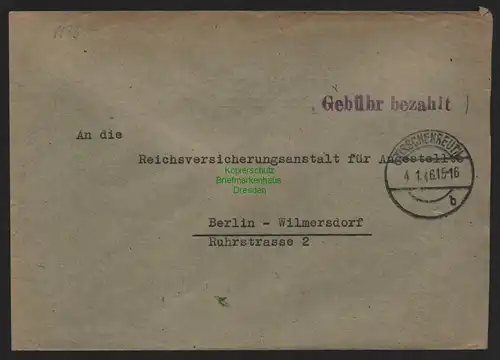 B10560 Brief BAZ Gebühr bezahlt 1946 Tirschenreuth nach Berlin Wilmersdorf
