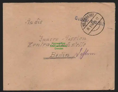 B10570 Brief BAZ Gebühr bezahlt 1946 Wessobrunn an Suchdienst Berlin