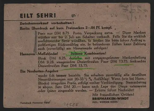 B10586 Brief BAZ Gebühr bezahlt 1948 Dassel Kr. Einbeck nach Aschaffenburg
