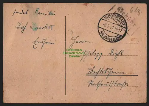 B10536 Postkarte BAZ Gebühr bezahlt 1947 Wörrstadt Glückwunsch Verlobung