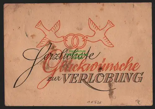 B10536 Postkarte BAZ Gebühr bezahlt 1947 Wörrstadt Glückwunsch Verlobung