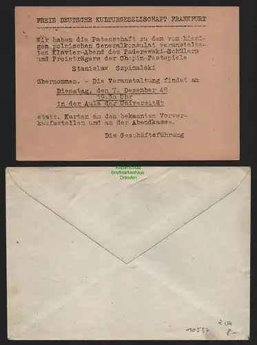 B10597 2 Belege Frankfurt am Main 1948 1950 BAZ Gebühr bezahlt