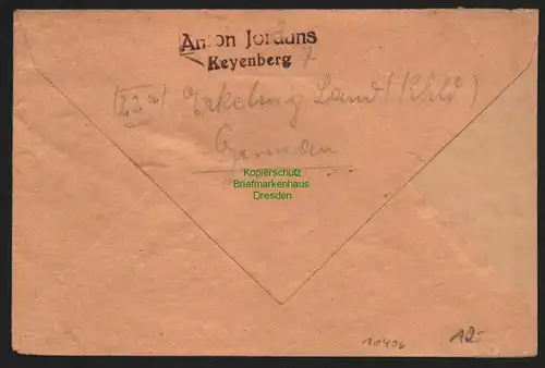 B10406 Brief BAZ Gebühr bezahlt 1946 Keyenberg über Erkelenz n Berlin Zehlendorf