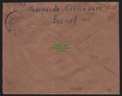 B10396 Brief BAZ Gebühr bezahlt 1946 Braunach nach Nürnberg