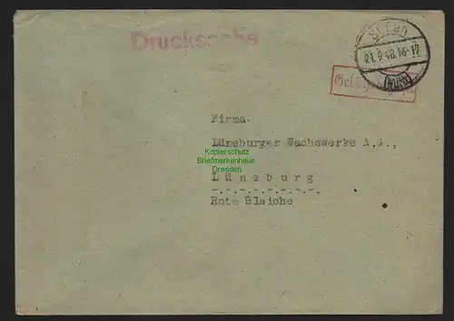 B10480 Brief BAZ Gebühr bezahlt 1948 Süßen Württ. Nach Lüneburg