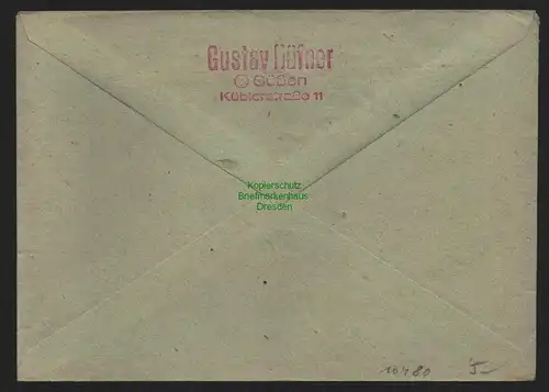 B10480 Brief BAZ Gebühr bezahlt 1948 Süßen Württ. Nach Lüneburg