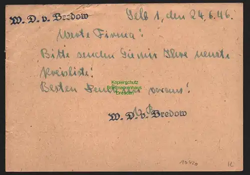 B10420 Postkarte BAZ Gebühr bezahlt 1946 Thiersheim nach München