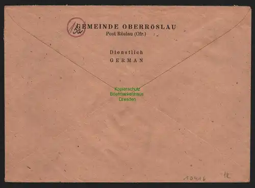 B10416 Brief BAZ Gebühr bezahlt 1946 Röslau Oberröslau Ofr. nach München