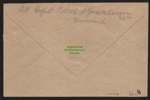 B10412 Brief BAZ Gebühr bezahlt 1946 Niedergondershausen Hunsrück nach St. Goar