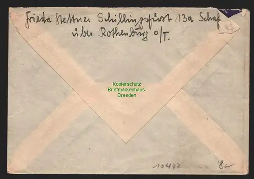 B10472 Brief BAZ Gebühr bezahlt 1946 Schillingsfürst an Suchdienst Berlin