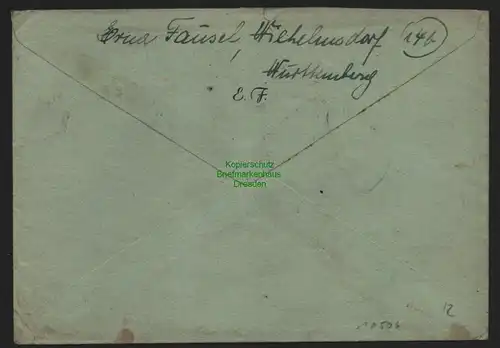 B10506 Brief BAZ Gebühr bezahlt 1947 Wilhelmsdorf Württemberg nach Pforzheim